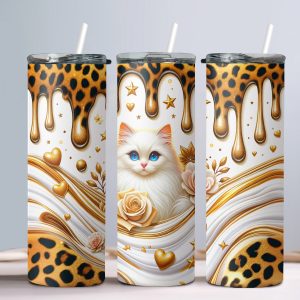 3D Cats (Design 5) - 20oz Straight Tumbler w/ Straw