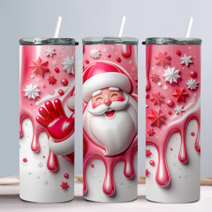 3D Santa Claus (Design 12) - 20oz Straight Tumbler w/ Straw