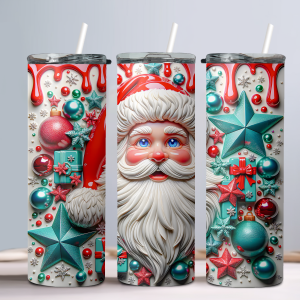 3D Santa Claus (Design 17) - 20oz Straight Tumbler w/ Straw