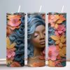3D Black Woman (Design 20) - 20oz Straight Tumbler w/ Straw