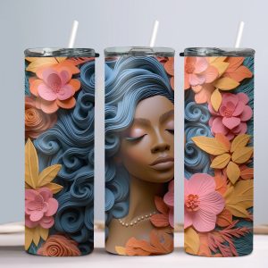 3D Black Woman (Design 20) - 20oz Straight Tumbler w/ Straw