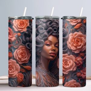 3D Black Woman (Design 30) - 20oz Straight Tumbler w/ Straw