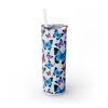 Butterflies (Design 7) - 20oz Straight Tumbler w/ Straw - Image 4