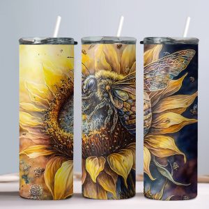 Bumble Bee (Design 2) - 20oz Straight Tumbler w/ Straw