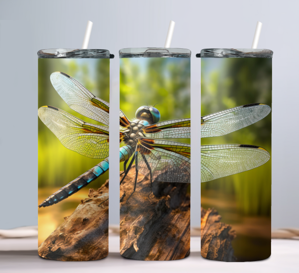 Dragonfly (Design 32) - 20oz Straight Tumbler w/ Straw