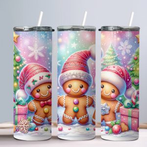 Christmas Gingerbread (Design 11) - 20oz Straight Tumbler w/ Straw