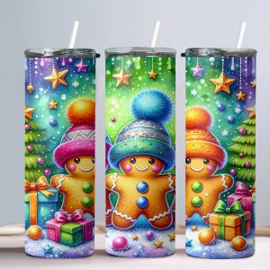 Christmas Gingerbread (Design 2) - 20oz Straight Tumbler w/ Straw