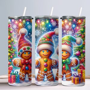 Christmas Gingerbread (Design 3) - 20oz Straight Tumbler w/ Straw