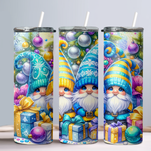 Holiday Winter Gnomes (Design 1) - 20oz Straight Tumbler w/ Straw