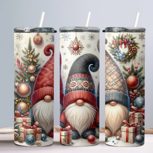 Holiday Winter Gnomes (Design 18) - 20oz Straight Tumbler w/ Straw