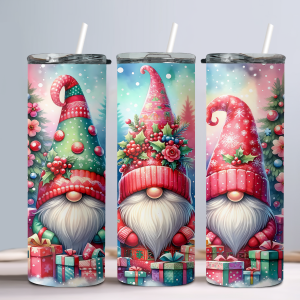 Holiday Winter Gnomes (Design 27) - 20oz Straight Tumbler w/ Straw