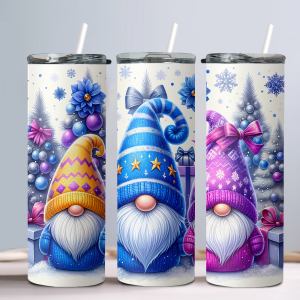 Holiday Winter Gnomes (Design 5) - 20oz Straight Tumbler w/ Straw