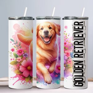 Dog Golden Retriever- 20oz Straight Tumbler w/ Straw
