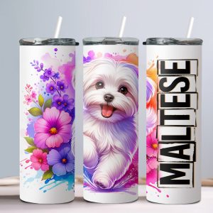 Dog Maltese - 20oz Straight Tumbler w/ Straw