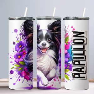 Dog Papillon - 20oz Straight Tumbler w/ Straw