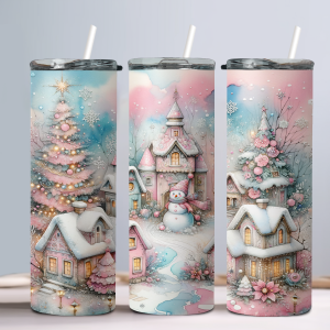Pastel Snowman Winter - 20oz Straight Tumbler w/ Straw