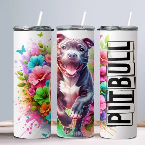 Dog Pitbull - 20oz Straight Tumbler w/ Straw