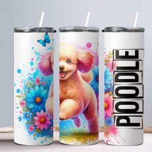 Dog Poodle - 20oz Straight Tumbler w/ Straw