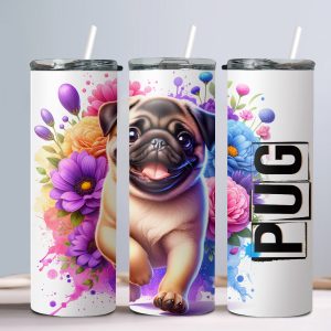 Dog Pug - 20oz Straight Tumbler w/ Straw