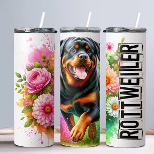 Dog Rottweiler- 20oz Straight Tumbler w/ Straw