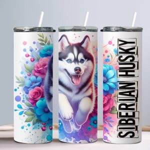 Dog Siberian Husky - 20oz Straight Tumbler w/ Straw