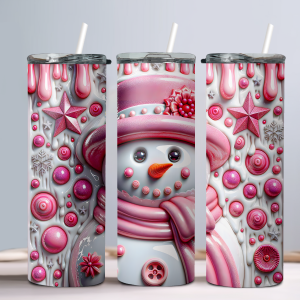 3D Snowman (Design 16) - 20oz Straight Tumbler w/ Straw