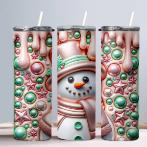 3D Snowman (Design 23) - 20oz Straight Tumbler w/ Straw