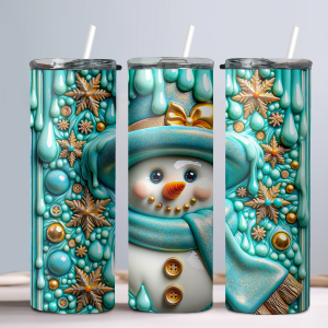 3D Snowman (Design 29) - 20oz Straight Tumbler w/ Straw