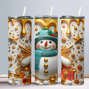 3D Snowman (Design 5) - 20oz Straight Tumbler w/ Straw