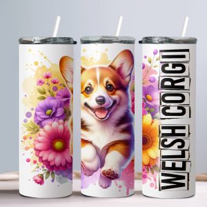 Dog Welsh Corgi - 20oz Straight Tumbler w/ Straw