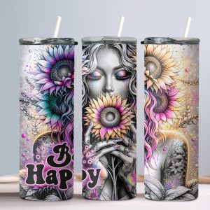 Be Happy - 20oz Straight Tumbler w/ Straw