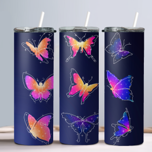 Butterfly (Design 11) - 20oz Straight Tumbler w/ Straw