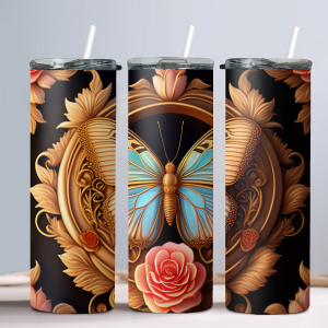 Butterfly (Design 3) - 20oz Straight Tumbler w/ Straw