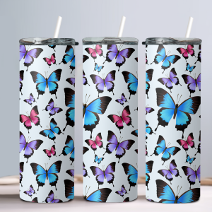 Butterflies (Design 7) - 20oz Straight Tumbler w/ Straw