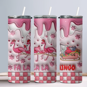 Flamingo Winter - 20oz Straight Tumbler w/ Straw