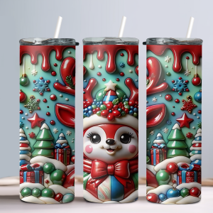 Reindeer Winter - 20oz Straight Tumbler w/ Straw