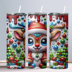 Reindeer Opt 2 Winter - 20oz Straight Tumbler w/ Straw