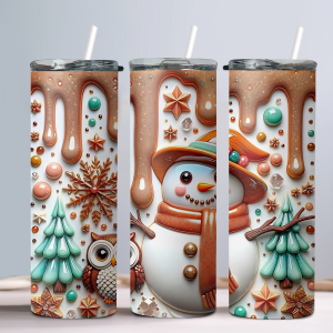Snowman & Owl Winter - 20oz Straight Tumbler w/ Straw