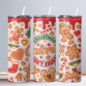 Christmas Calories Don't Count Winter - 20oz Straight Tumbler w/ Straw