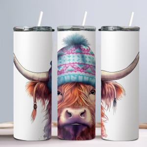 Highland Cow (Design 23) - 20oz Straight Tumbler w/ Straw