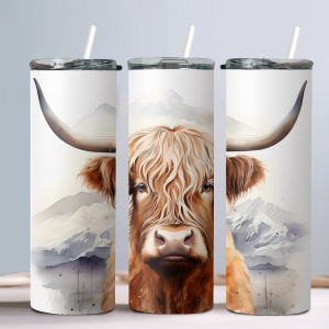 Highland Cow (Design 6) - 20oz Straight Tumbler w/ Straw