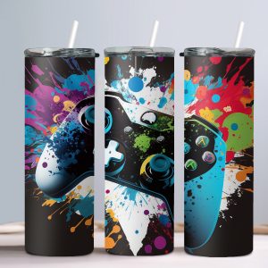 Gamer Controller (Design 3) - 20oz Straight Tumbler w/ Straw