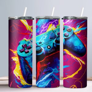 Gamer Controller (Design 7) - 20oz Straight Tumbler w/ Straw