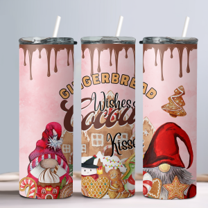 Gingerbread Gnome Holiday Winter - 20oz Straight Tumbler w/ Straw