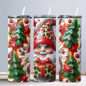 Leopard Gnome Holiday Winter - 20oz Straight Tumbler w/ Straw