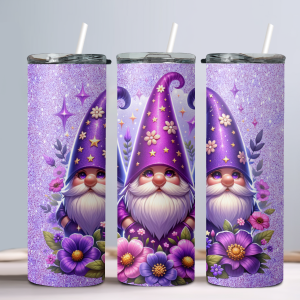 Purple Gnomes Floral Fun - 20oz Straight Tumbler w/ Straw