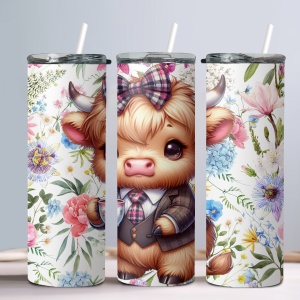 Adorable Baby Highland Cow (Design 17) - 20oz Straight Tumbler w/ Straw