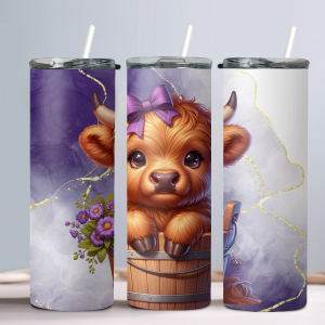 Adorable Baby Highland Cow (Design 2) - 20oz Straight Tumbler w/ Straw
