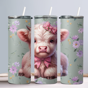 Adorable Baby Highland Cow (Design 8) - 20oz Straight Tumbler w/ Straw