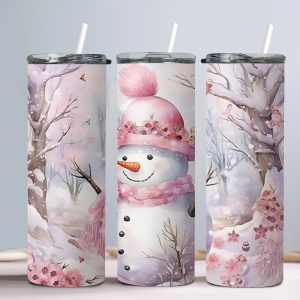 Winter Snowman Woodland - 20oz Straight Tumbler w/ Straw